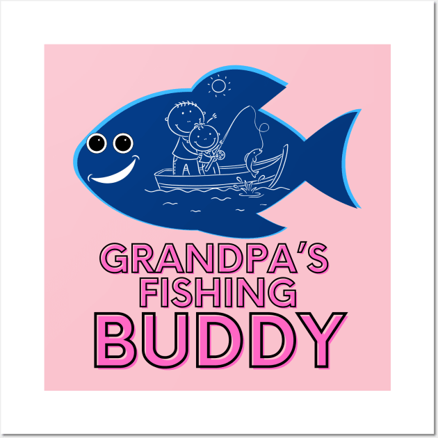 Father's Day Grandpa's fishing buddy girl pink Wall Art by Shean Fritts 
